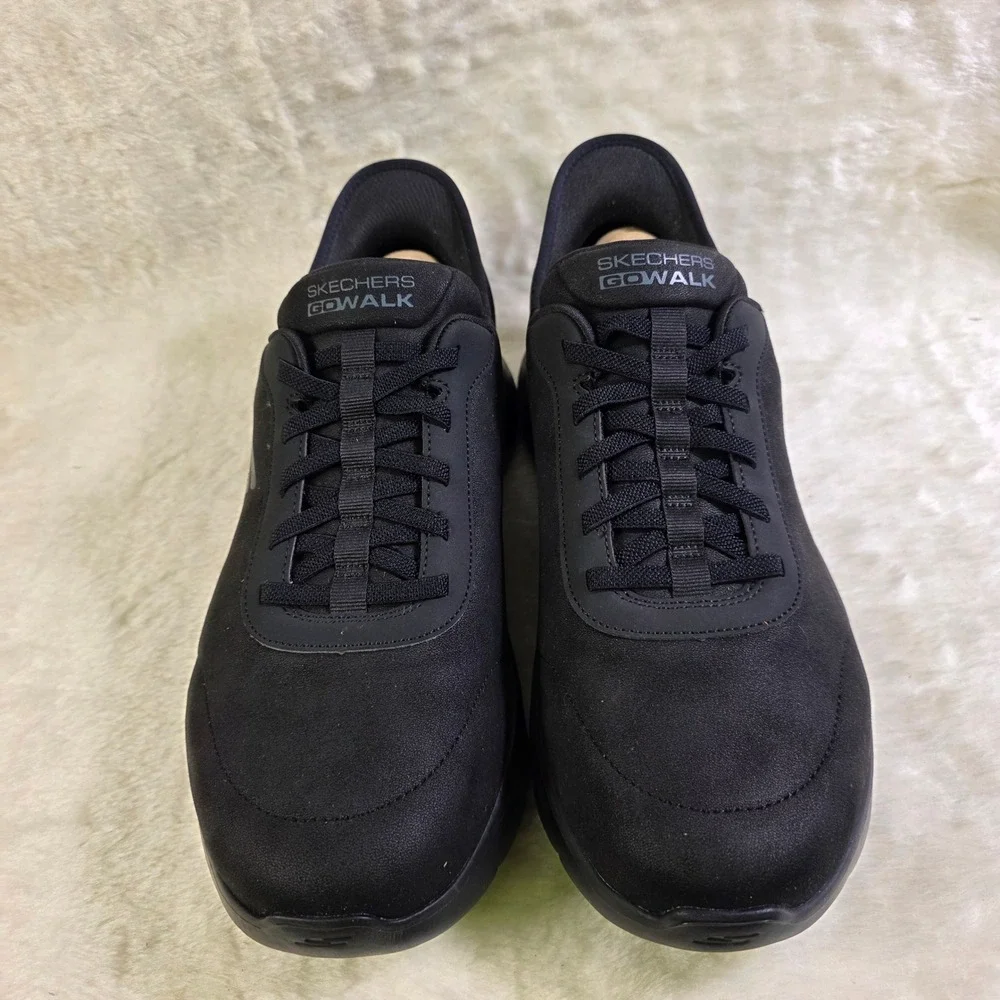 Skechers GoWalk Slip-ins Flex Smooth Motion Black Wide Sneakers Mens 12 WIDE NEW